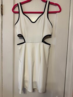 Old Navy White Mini Dress with Black Trim Cutouts